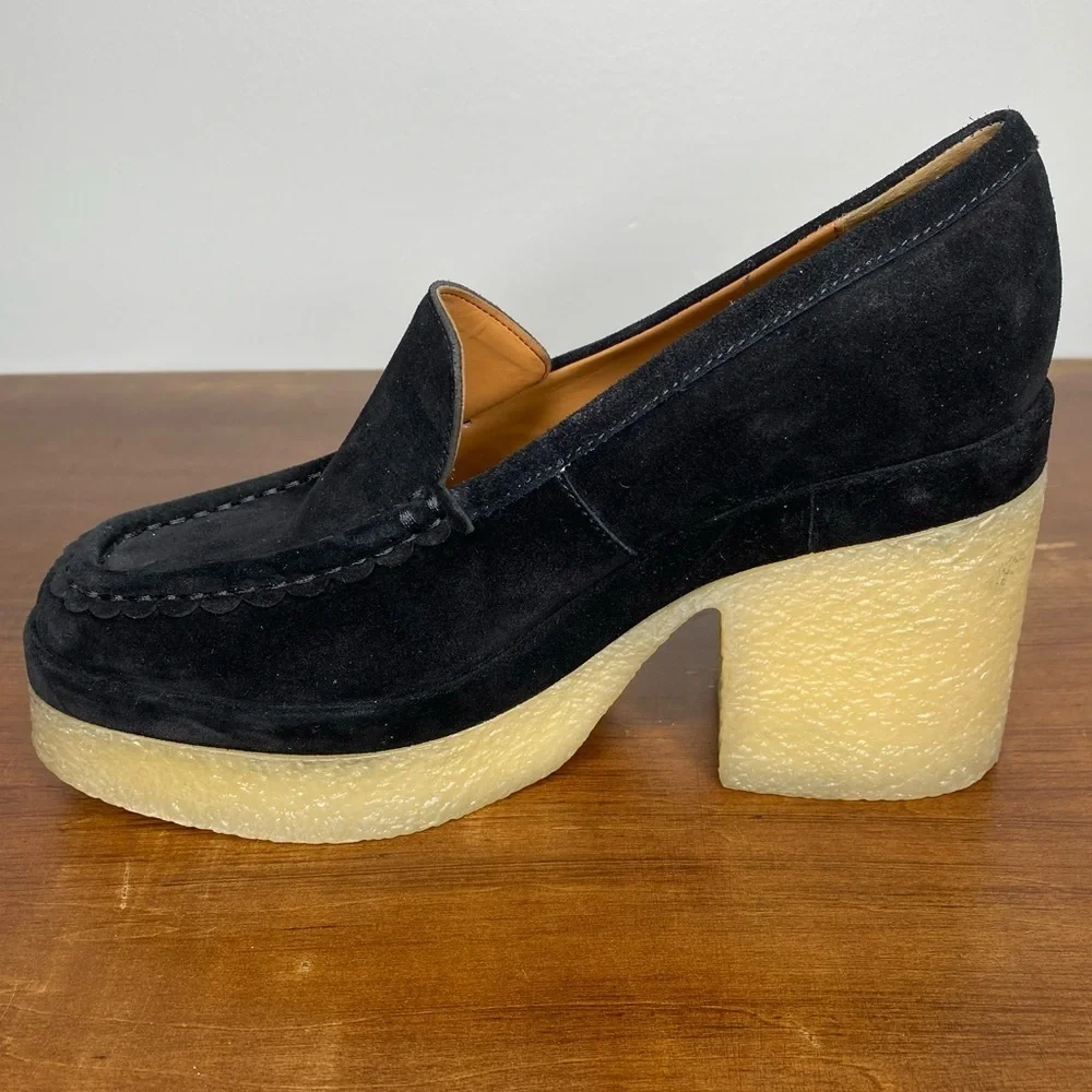 Marc Fisher Black Suede Lina Platform Loafer New Size 9